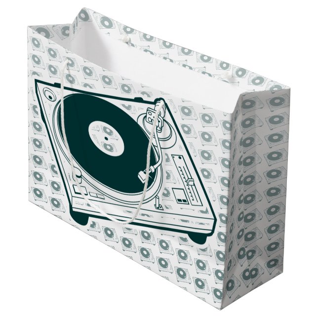 Turntable des alte Schulwachs-(Vinyl) Große Geschenktüte (Vorderseite Schrägansicht)