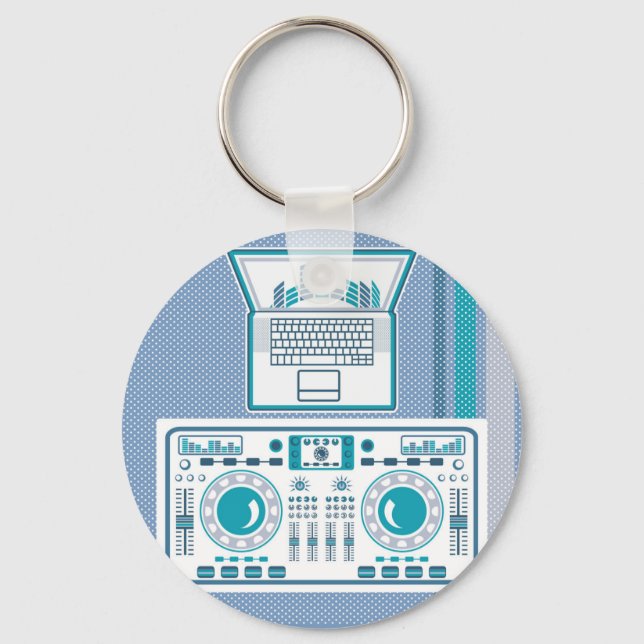 Turntable mit Notebook-DJ-Gerät Vector Schlüsselanhänger (Vorderseite)