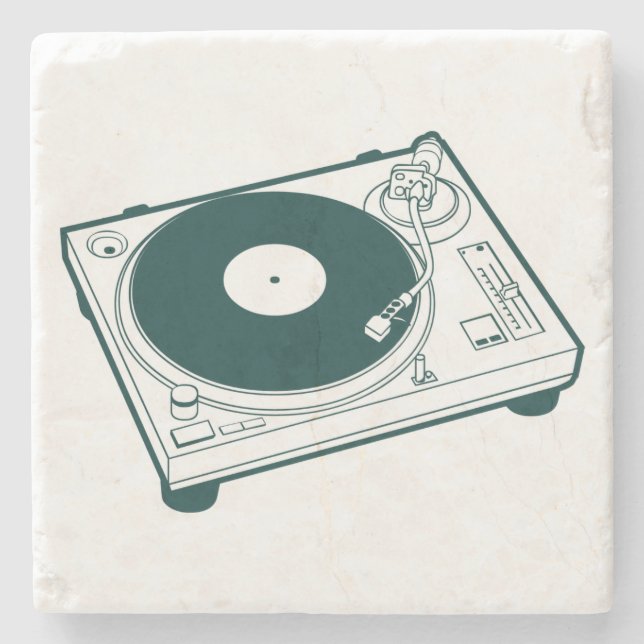 Turntable "Old School Wax" (Vinyl) Steinuntersetzer (Vorderseite)