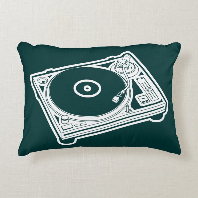 Turntable "Old School Wax" (Vinyl) Zierkissen (Vorderseite)