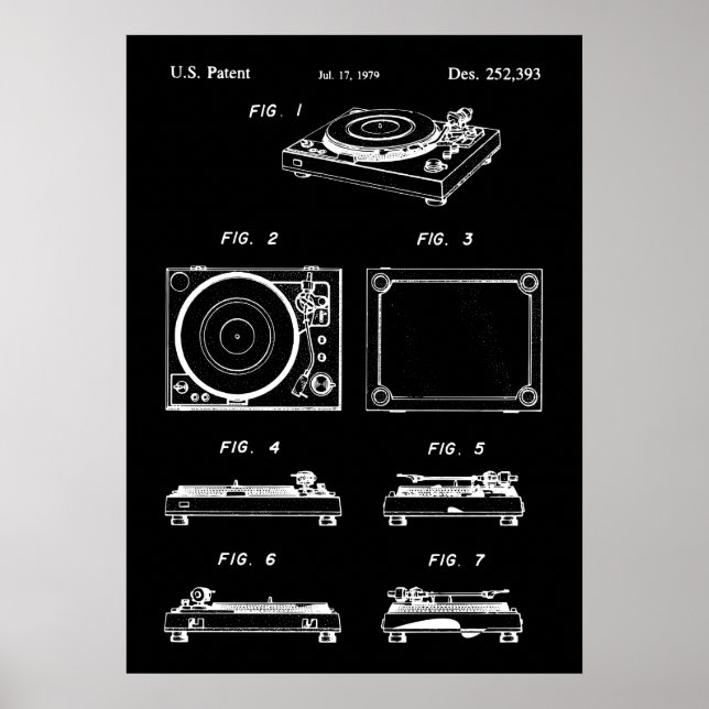 Turntable Record Player Poster Patent (Vorne)