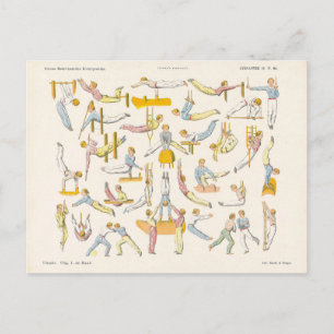 Turnübungsdiagramm aus der Vergangenheit Postkarte