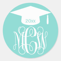 Turq Aqua Vine Script Monogram Abschluss DIY BG