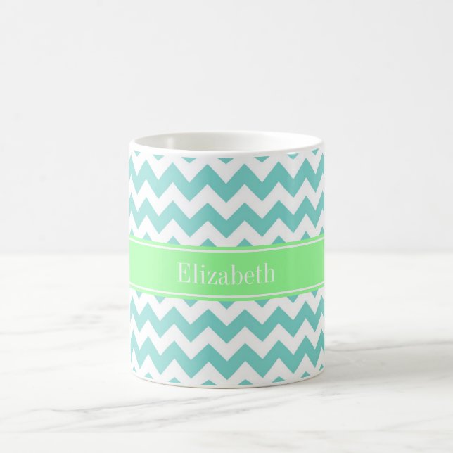 Turq / Aqua Welch Zickzack Minze Grüne Bezeichnung Kaffeetasse (Mittel)