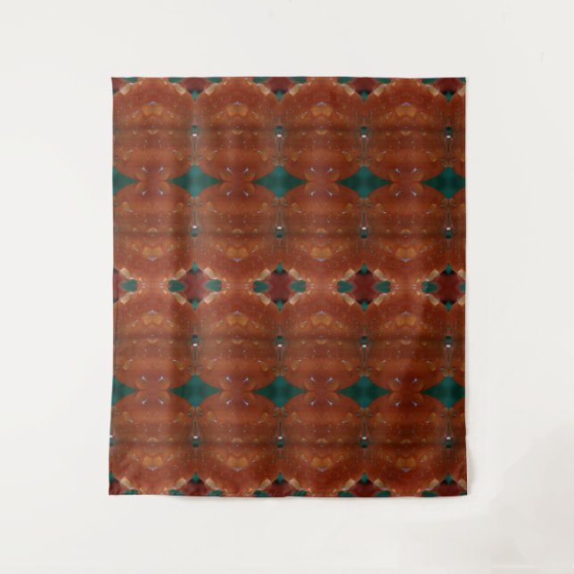 Turq & Coral Ikat Wandteppich (Vorderseite)
