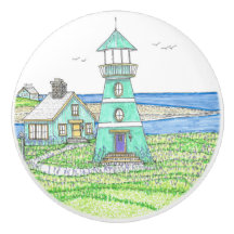 Turqoise Lighthouse Keramik Knob