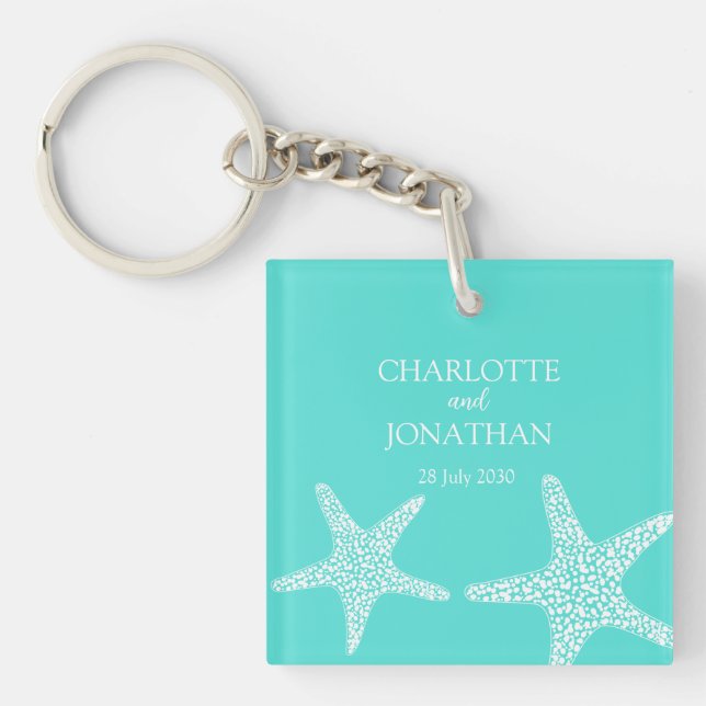 Turqoise Moderne Tropical Starfish Plage Mariage (Devant)