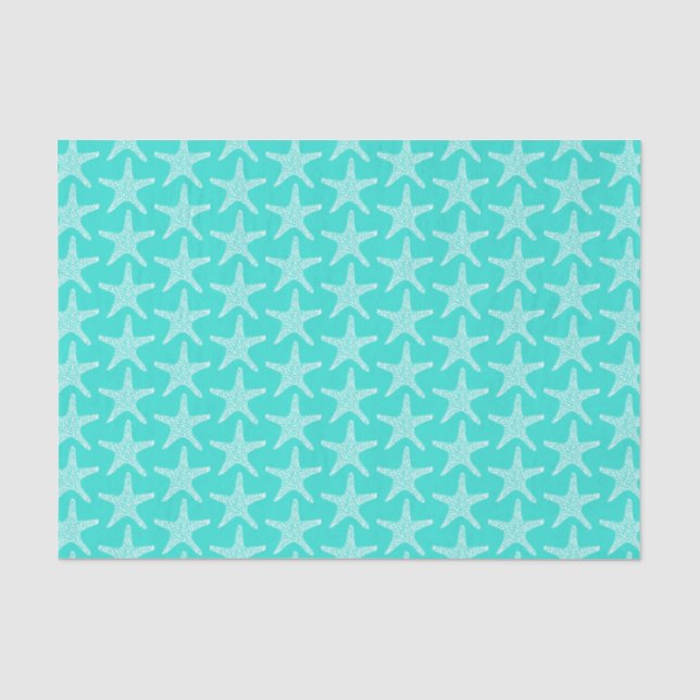 Turqoise Starfish Beach Summer Nautic Pattern Seidenpapier (Vorderseite)