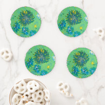 Turqoise Twinkles Floral Untersetzer