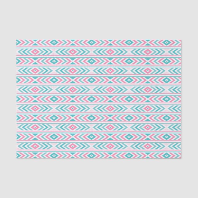 Turqoise und Pink Boho Aztec Muster Seidenpapier (Vorderseite)