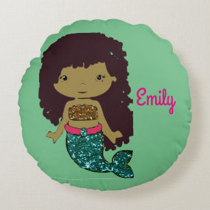 Turqouise und Gold Mermaid Personalisiert Kissen