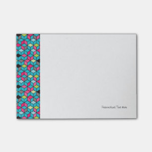 Turqouise und rosa Cube-Muster Post-it Klebezettel