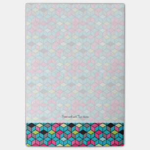 Turqouise und rosa Cube-Muster Post-it Klebezettel