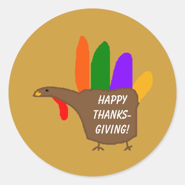 Turquie à la main - stickers Thanksgiving (Devant)