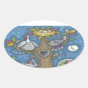 TURQUIE ARBRE, MERCI GOBBLERS STICKERS Oval