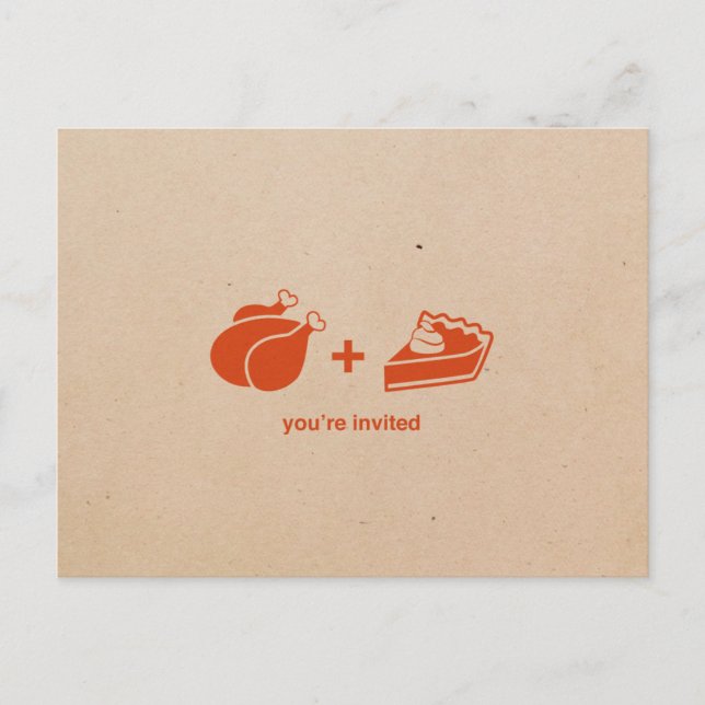 Turquie + Citrouille Pie Thanksgiving Invitations (Devant)