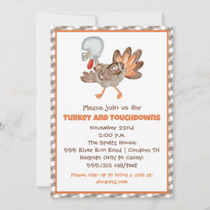 Turquie et Touchdowns Thanksgiving Invitation