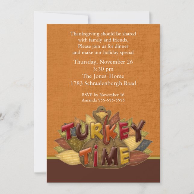 Turquie Heure Thanksgiving Invitation (Devant)