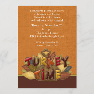 Turquie Heure Thanksgiving Invitation
