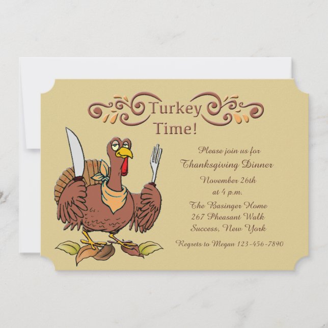 Turquie Heure Thanksgiving Invitation (Devant)