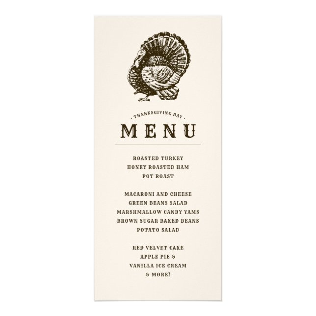 Turquie sauvage | Menu Dîner Thanksgiving (Devant)