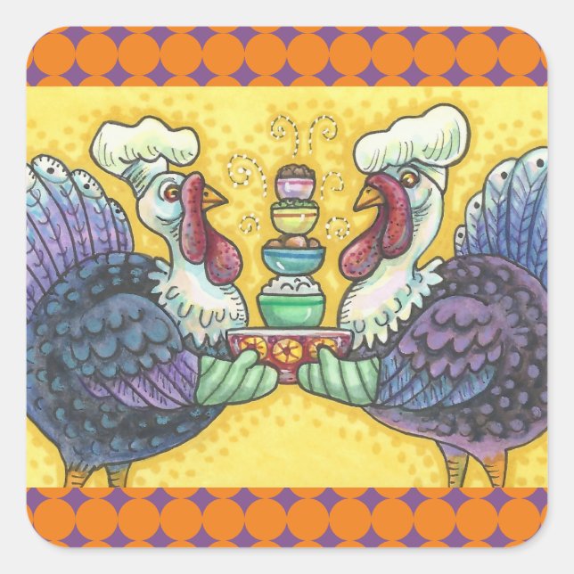 TURQUIE & TOUS LES FIXINS MERCI STICKERS Squ (Devant)