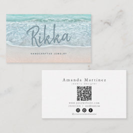 Turquioise Ocean Sandy Beach Handmade Jewelry QR Visitenkarte