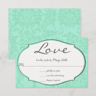 Turquiose Mint Damask Wedding UAWG Einladung