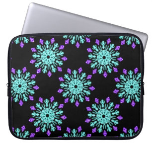 Turquiose und lila neonale Blume Laptopschutzhülle