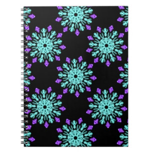 Turquiose und lila neonale Blume Notizblock