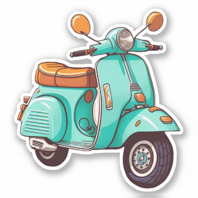 Turquiose Vespa Motor Scooter Aufkleber (Vorderseite)