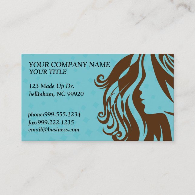 Turquise and Brown Salon Business Card Visitenkarte (Vorderseite)