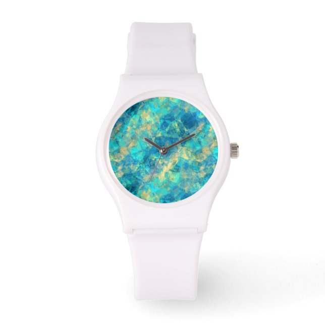 Turquise Crumpled Textur Armbanduhr (Vorderseite)
