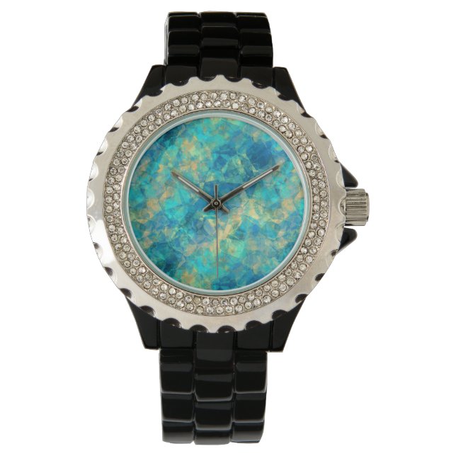 Turquise Crumpled Textur Armbanduhr (Vorderseite)