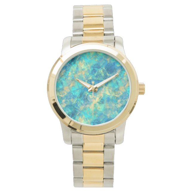 Turquise Crumpled Textur Armbanduhr (Vorderseite)