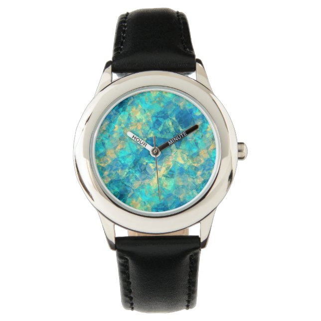 Turquise Crumpled Textur Armbanduhr (Vorderseite)