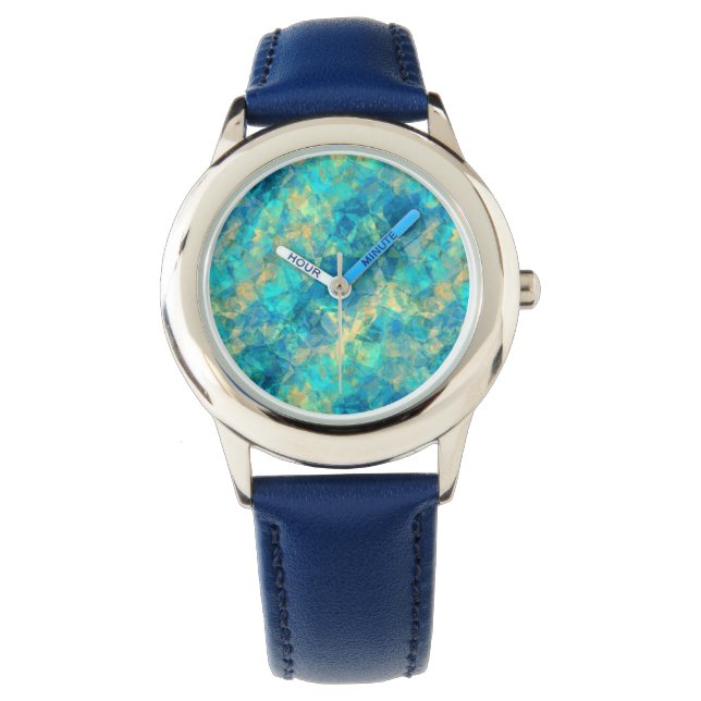 Turquise Crumpled Textur Armbanduhr (Vorderseite)