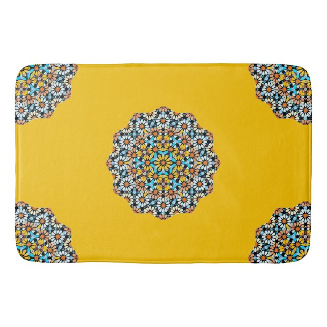 Turquise und gelber Marmor marokkanischer Mosaik Badematte (Vorderseite)