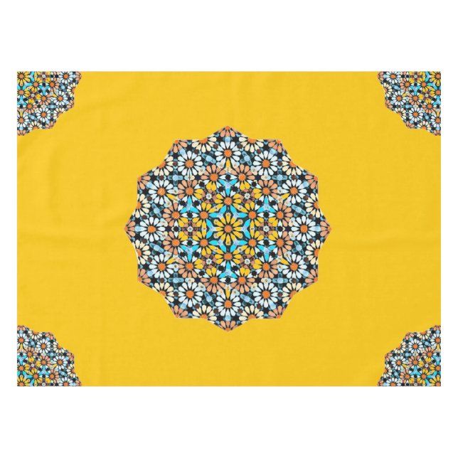 Turquise und gelber Marmor marokkanischer Mosaik Tischdecke (Vorderseite (Horizontal))