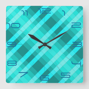 Turquoise 3D Color Design Wall Clock A Quadratische Wanduhr
