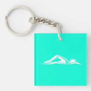 Turquoise acrylique du porte - clé w/Name de logo