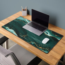 Turquoise Agate Geode Monogram Imitate Schreibtischunterlage
