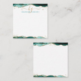 Turquoise Agate Geode Script Monogram Gold Glitzer Mitteilungskarte