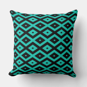 Turquoise and black diamond pattern kissen