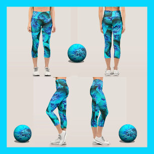 Turquoise and blue spheres in 3D optics Capri Leggings
