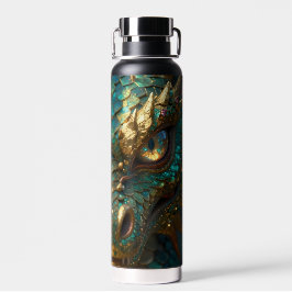 Turquoise and Gold Dragon Face Trinkflasche