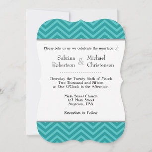 Turquoise Aqua Blue Chevron Invitations de mariage