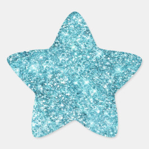 Turquoise Aqua Glitz Glitzer Stern-Aufkleber