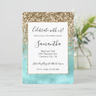 Turquoise Aqua Gold Glam Glitzer Sparkone Einladung