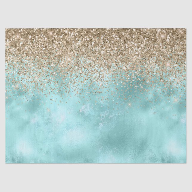 Turquoise Aqua Gold Glam Glitzer Sparkone     Seidenpapier (Vorderseite)